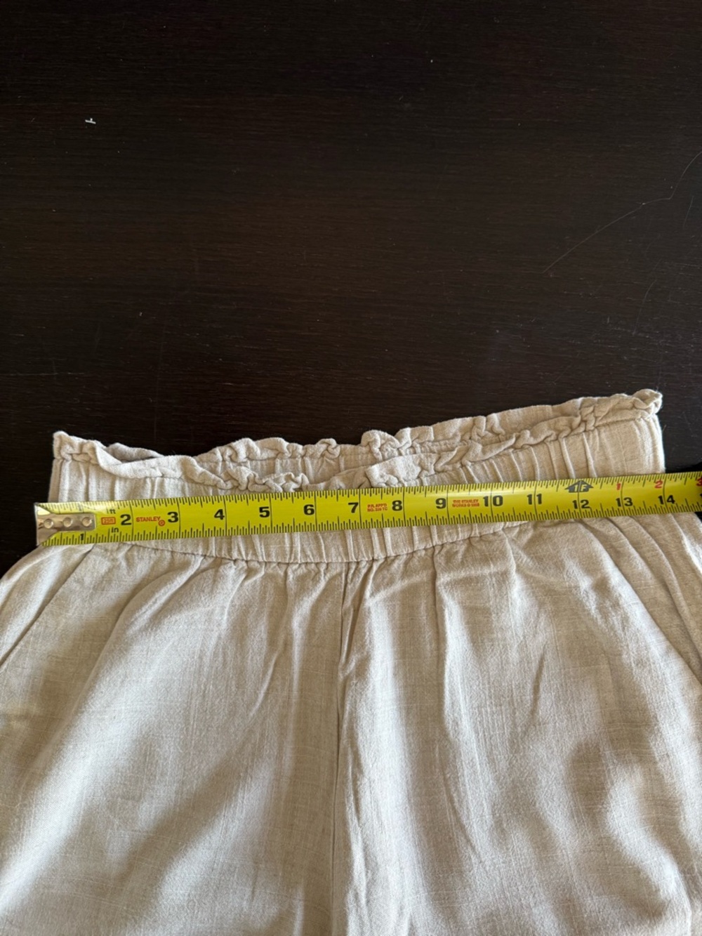 LOFT Beige/Oatmeal Elastic-Waist Linen Blend Pants - Picture 5 of 7